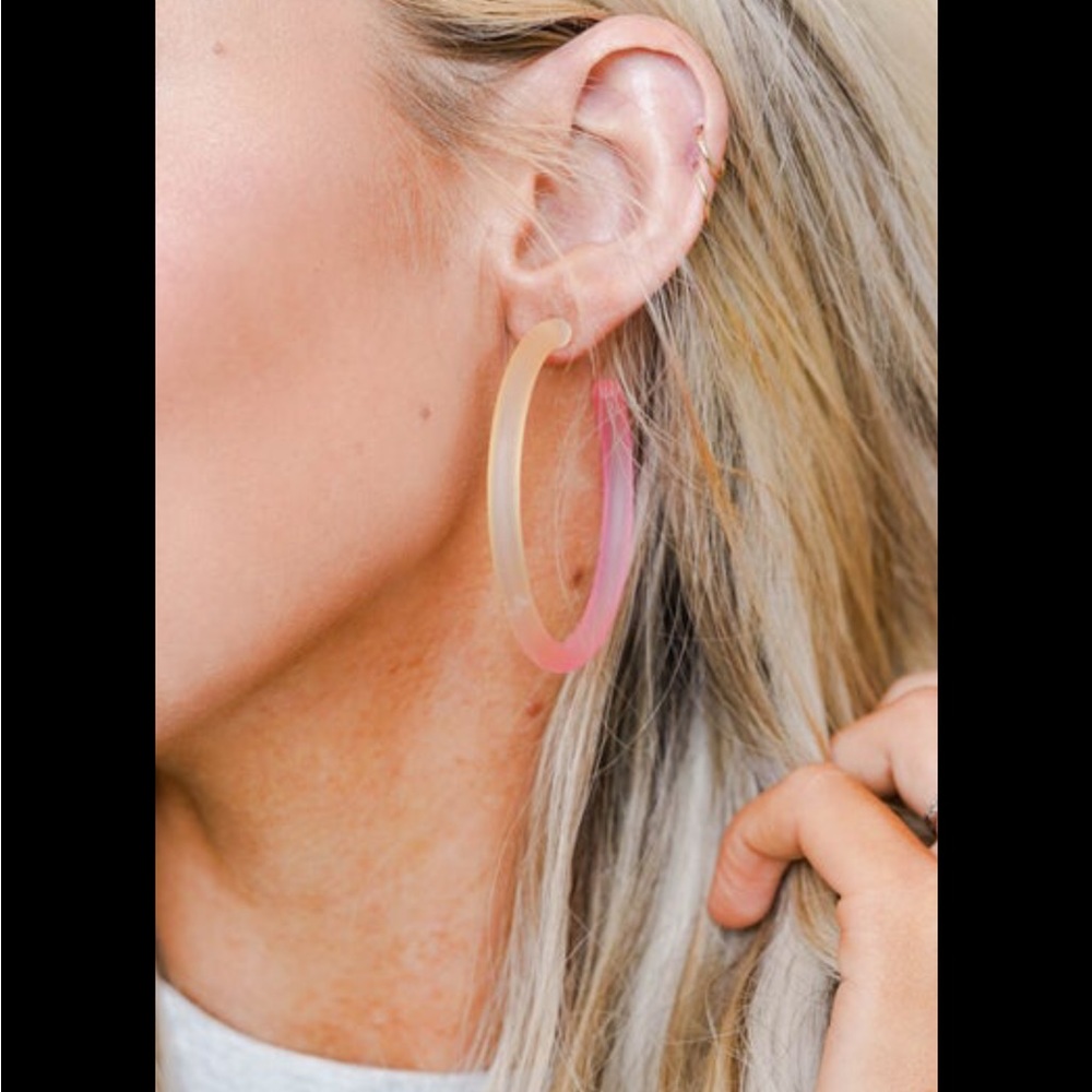 New Rue 27 Pink Yellow resin earrings